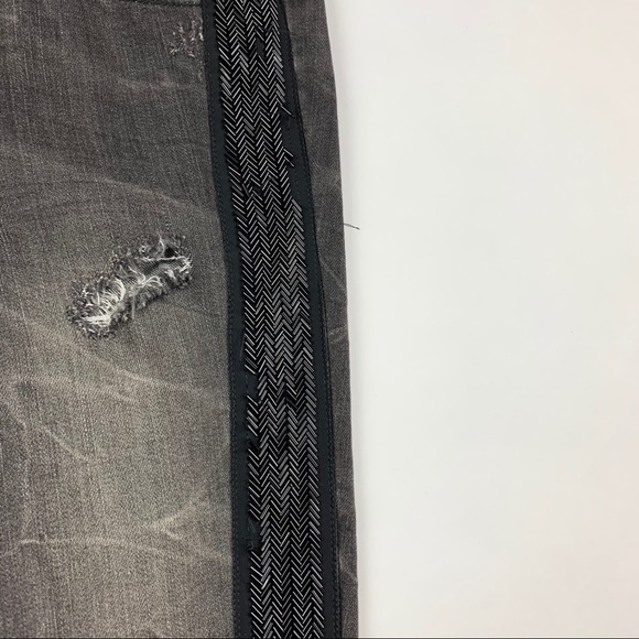 Free People Black Distressed Beaded Jeans Sz 26 - Picture 8 of 14